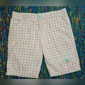 Roxy Womens Size‎ 9 Plaid Shorts with Button Detail Red, Blue And White GUC